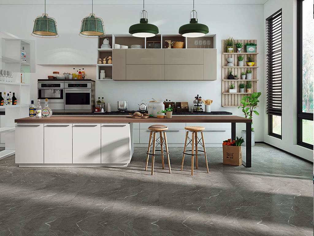 Click-Vinyl 3579 Grey Marble Fliese inkl. Trittschalldämmung