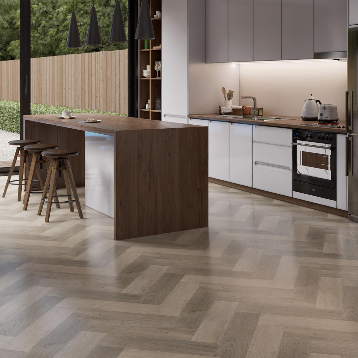 Click-Vinyl CHECK One 2073H Lausitz Eiche Herringbone inkl. Trittschall Premium