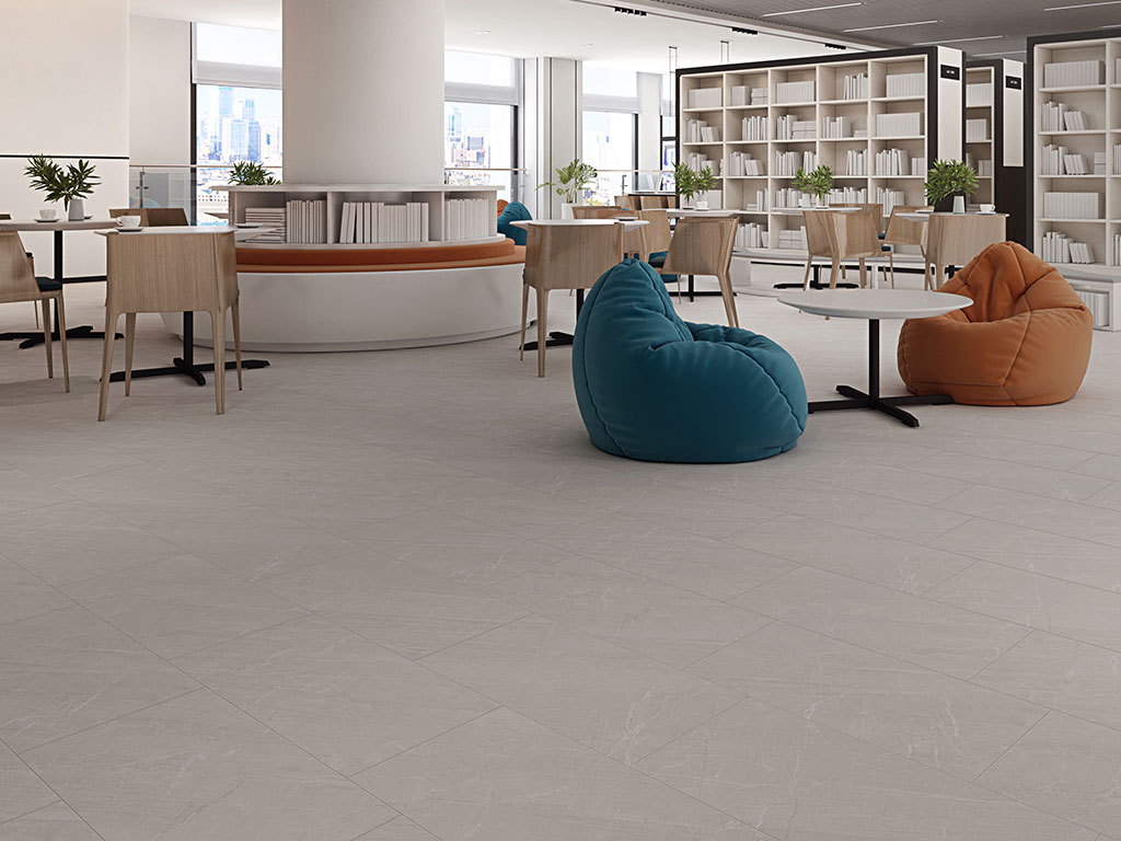 Click-Vinyl 2141 Grey Botticino Fliese inkl. Trittschalldämmung