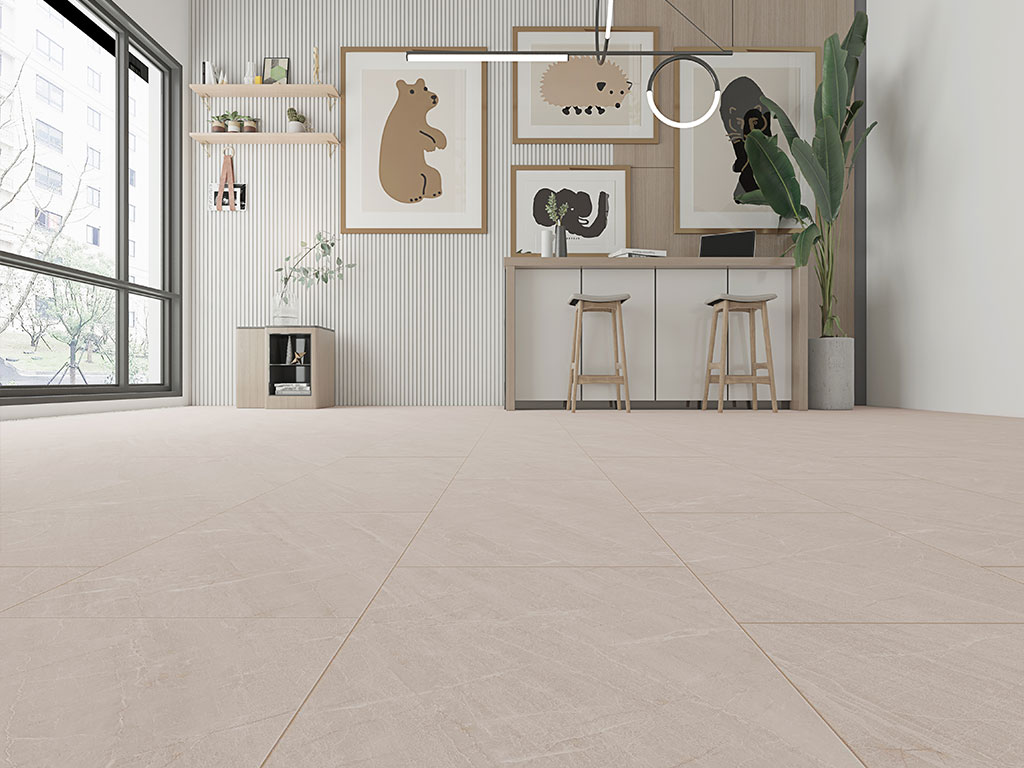 Click-Vinyl 2140 Beige Botticino Fliese inkl. Trittschalldämmung